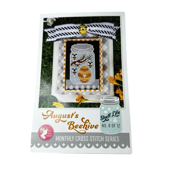 August Beehive Shelf Life Cross Stitch Pattern Kit NEW Its Sew Emma Monthly Jar - Picture 1 of 3
